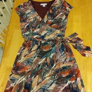 Feather print dress
